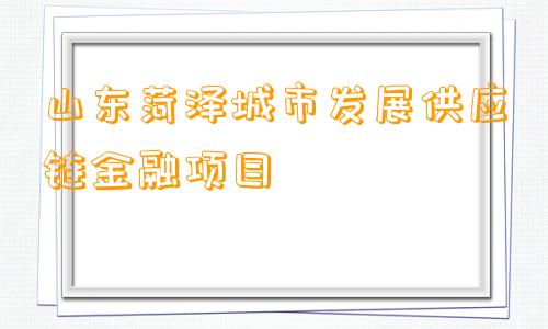 山东菏泽城市发展供应链金融项目