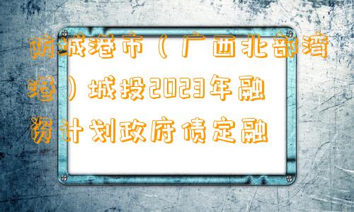 防城港市（广西北部湾港）城投2023年融资计划政府债定融