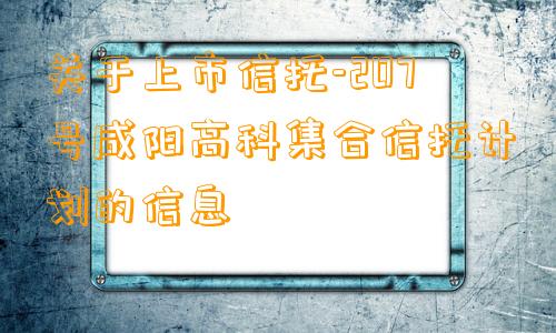 关于上市信托-207号咸阳高科集合信托计划的信息