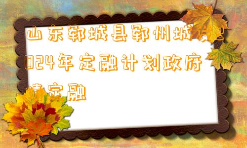 山东郓城县郓州城发2024年定融计划政府债定融