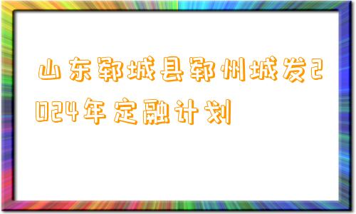 山东郓城县郓州城发2024年定融计划