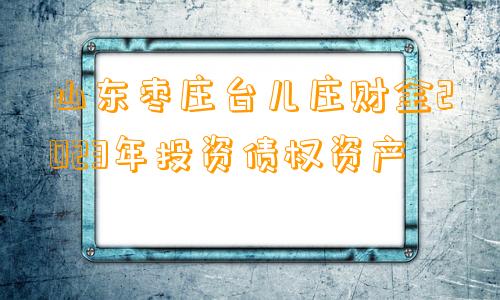 山东枣庄台儿庄财金2023年投资债权资产