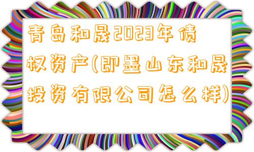 青岛和晟2023年债权资产(即墨山东和晟投资有限公司怎么样)