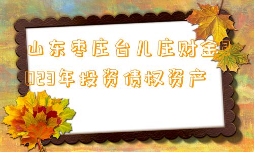 山东枣庄台儿庄财金2023年投资债权资产