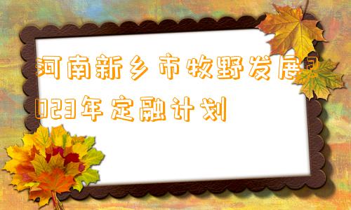 河南新乡市牧野发展2023年定融计划