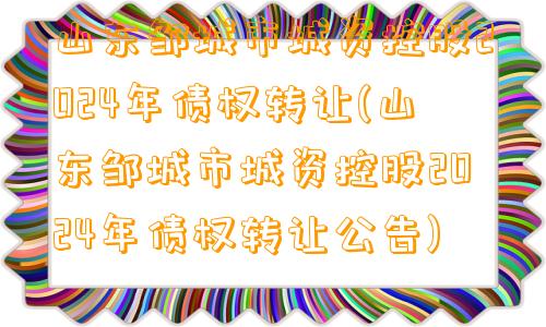 山东邹城市城资控股2024年债权转让(山东邹城市城资控股2024年债权转让公告)