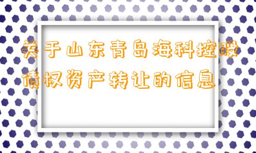 关于山东青岛海科控股债权资产转让的信息