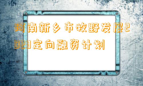 河南新乡市牧野发展2023定向融资计划