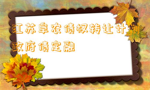 江苏阜农债权转让计划政府债定融