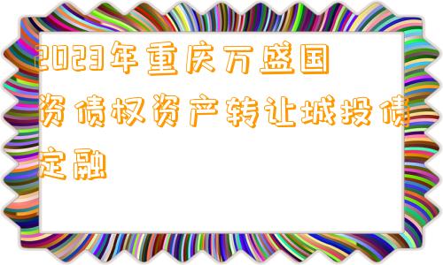 2023年重庆万盛国资债权资产转让城投债定融