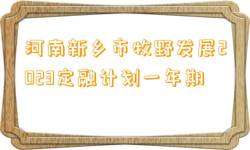 河南新乡市牧野发展2023定融计划一年期