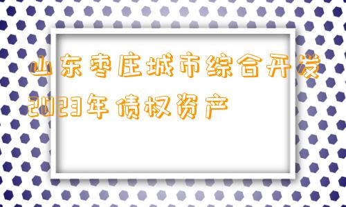 山东枣庄城市综合开发2023年债权资产