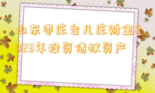 山东枣庄台儿庄财金2023年投资债权资产