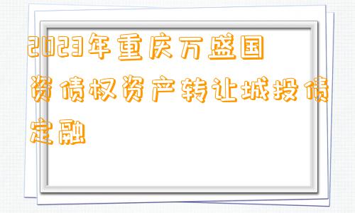 2023年重庆万盛国资债权资产转让城投债定融