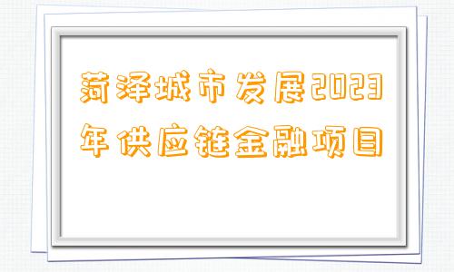 菏泽城市发展2023年供应链金融项目