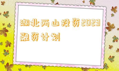 湖北两山投资2023融资计划