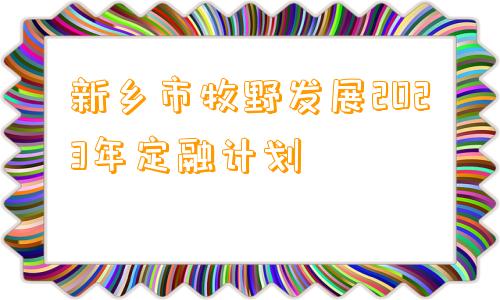 新乡市牧野发展2023年定融计划