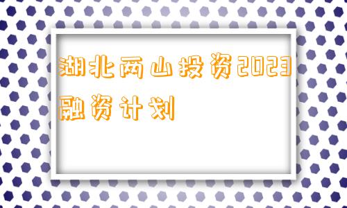 湖北两山投资2023融资计划