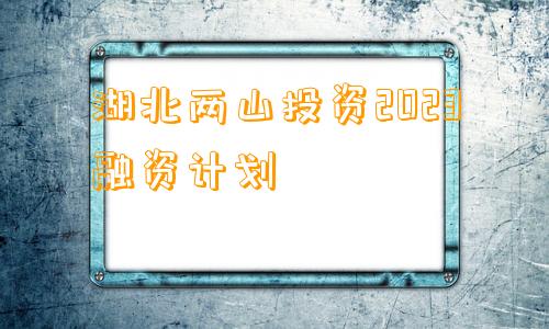 湖北两山投资2023融资计划