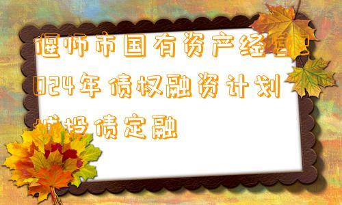 偃师市国有资产经营2024年债权融资计划城投债定融