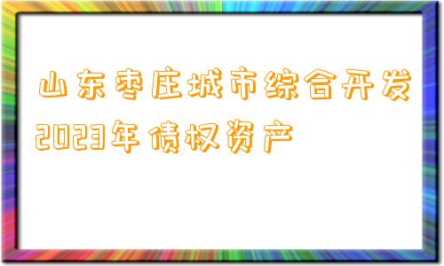 山东枣庄城市综合开发2023年债权资产