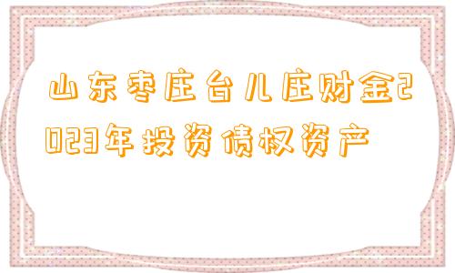 山东枣庄台儿庄财金2023年投资债权资产