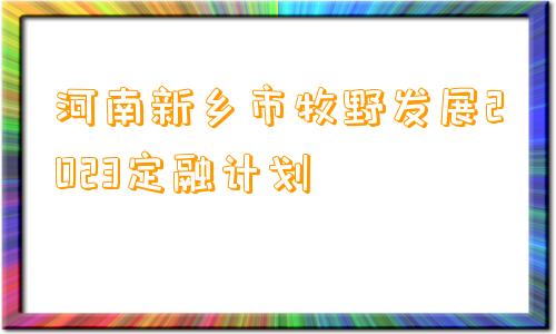 河南新乡市牧野发展2023定融计划