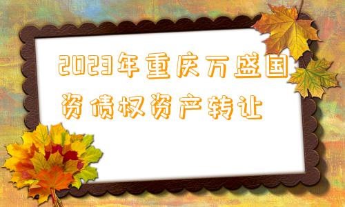 2023年重庆万盛国资债权资产转让