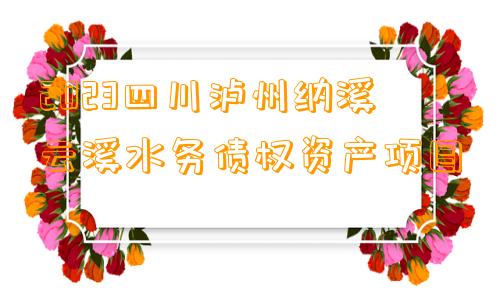 2023四川泸州纳溪云溪水务债权资产项目
