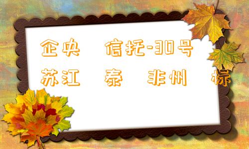 ‮企央‬信托-30号‮苏江‬泰‮非州‬标