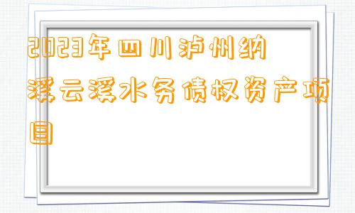 2023年四川泸州纳溪云溪水务债权资产项目