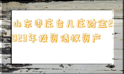 山东枣庄台儿庄财金2023年投资债权资产