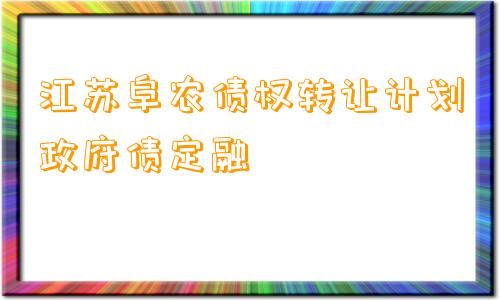 江苏阜农债权转让计划政府债定融