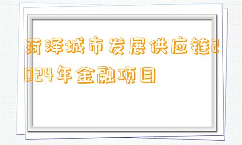 菏泽城市发展供应链2024年金融项目