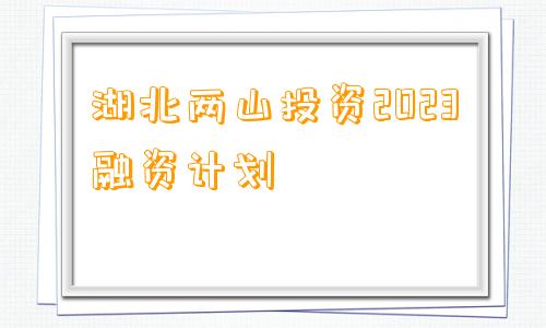 湖北两山投资2023融资计划