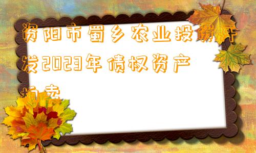 资阳市蜀乡农业投资开发2023年债权资产拍卖