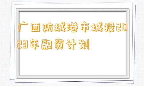 广西防城港市城投2023年融资计划