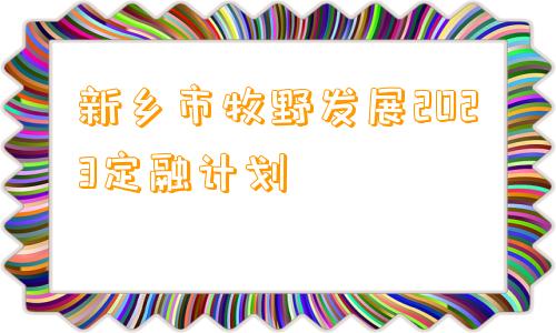 新乡市牧野发展2023定融计划