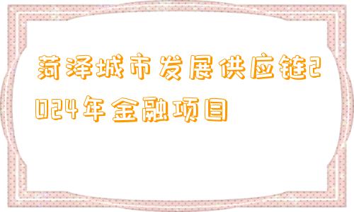 菏泽城市发展供应链2024年金融项目