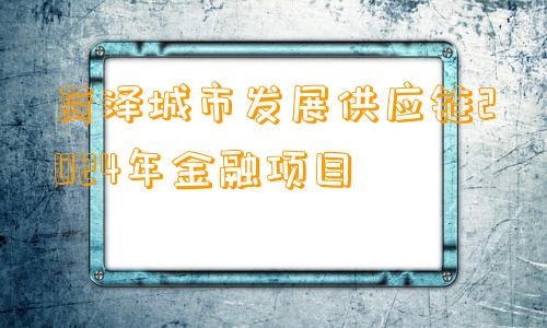 菏泽城市发展供应链2024年金融项目