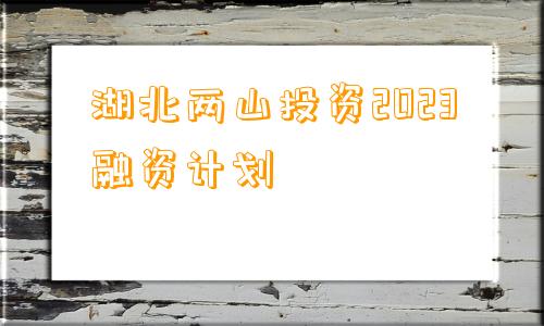 湖北两山投资2023融资计划