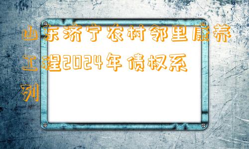 山东济宁农村邻里康养工程2024年债权系列