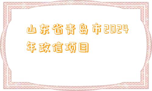 山东省青岛市2024年政信项目