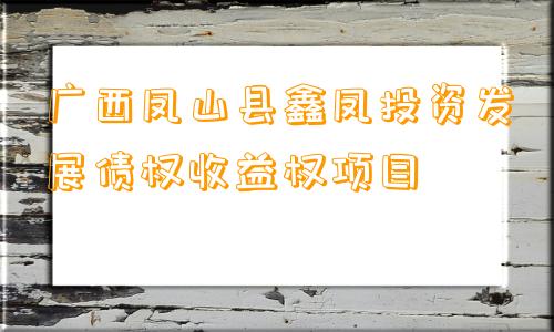 广西凤山县鑫凤投资发展债权收益权项目