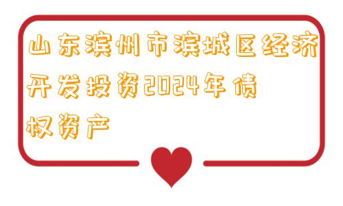 山东滨州市滨城区经济开发投资2024年债权资产