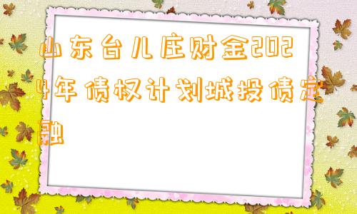 山东台儿庄财金2024年债权计划城投债定融