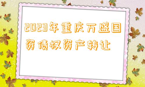 2023年重庆万盛国资债权资产转让