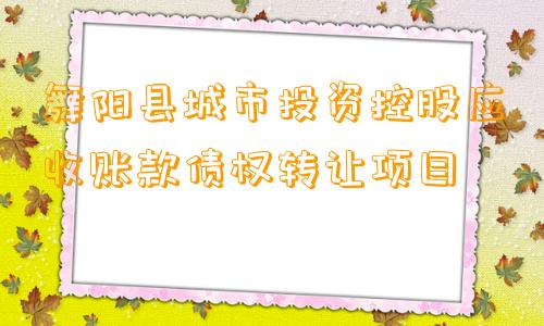 舞阳县城市投资控股应收账款债权转让项目