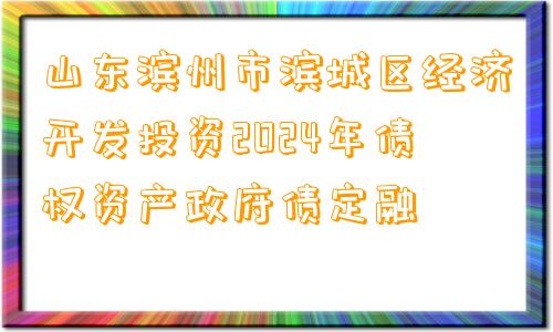 山东滨州市滨城区经济开发投资2024年债权资产政府债定融