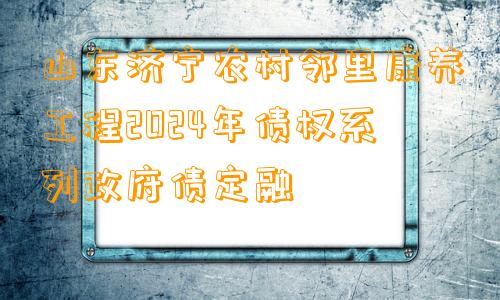 山东济宁农村邻里康养工程2024年债权系列政府债定融